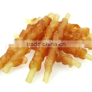 Wholesale Natural Dry Chicken and Bleached Rawhide Stick Wraps Pet Dog Snack thumbnail-3