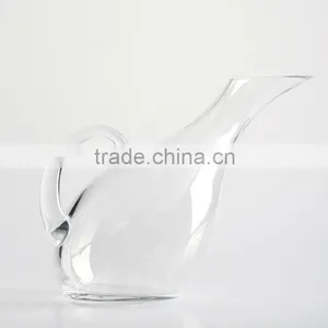 Art Glass Clear w/ White Handle Wine Port Sherry Decanter Carafe thumbnail-1
