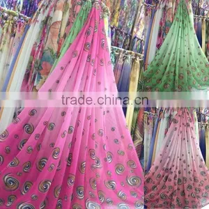100% Polyester Flowers Digital Printed Chiffon Fabric for Cheap Sale thumbnail-2