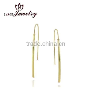 High Quality 925 Sterling Silver Stick Drop Earrings 18K Gold Earrings thumbnail-1