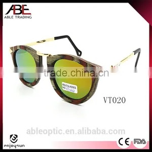 2016 Metal Combination UV400 Mirror Lens European Designer Bamboo Wooden Polarized Sunglasses FDA CE Supplier's Choice thumbnail-2