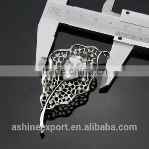 Exquisite Fashion Beautiful Hollow Leaf Shape Crystal Rhinestone Brooch/handmade Rhinestone Brooch thumbnail-2