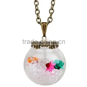 Fashion Jewelry Bottle Dried Flower Pendant Romantic Crystal Glass for Women Girls thumbnail-3
