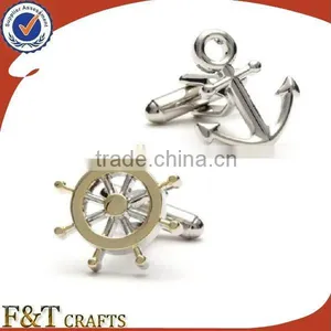 Cheap Bulk Plating Nickel Sailing Shape Custom Logo Metal Cufflinks thumbnail-1