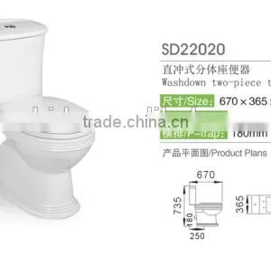 Wash Down P-trap Two Pieces Toilet Ceramic Material Made in China thumbnail-2