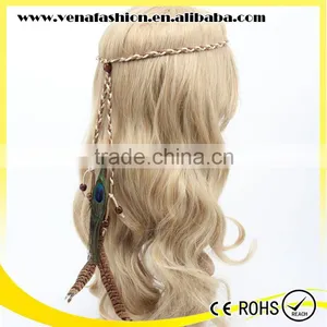 Peacock Feathers Peruvian Curly Braiding Braid Hair Band thumbnail-2