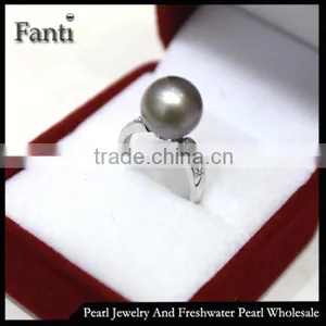 Wholesale Pearl Price Natural Round Pearl Ring Real 925 Silver Ring thumbnail-1