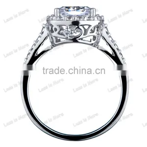Silver CZ Halo Cushion Cut Engagement Ring With 8mm,10mm Big cz or Crystal Stone thumbnail-3
