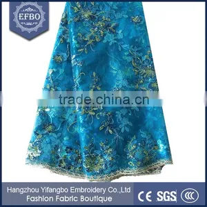 2016 Reliable Supplier in China Embroidered Bridal Tulle Fabric Wholesale Cheap Price African French Lace With Sequins thumbnail-4