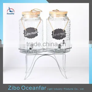 High Quality 3L Twins Jar Clear Glass Dispenser Jars Wholesale Beverage Glass Jar With Tap thumbnail-1