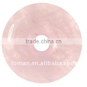 50mm Round Rose Quartz Gemstone Necklace Pendant thumbnail-1
