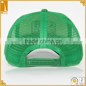 Custom Green Unisex Embroidered Character 5 Panel Curved 100%cotto n Mesh Trucker Baseball Wholesale thumbnail-3