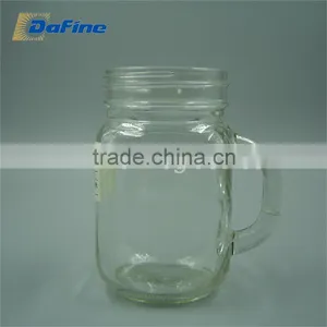 380ml Clear Glass Wide Mouth Square Cups/ Beer Cups/ Coffee Cups With Glass Handles & Plastic Caps thumbnail-2