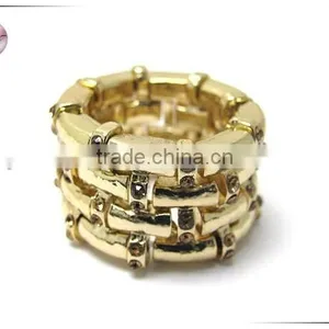 Crystal Stud Multi Metal Bar Link Stertch Ring thumbnail-1