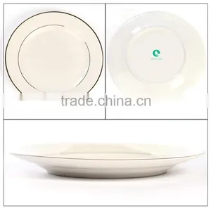 Printed Logo Ceramic Blank White Color 10" Wholesale Double Gold Rimmed Plates thumbnail-6
