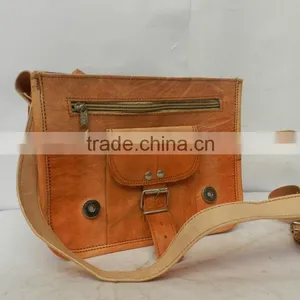 Vintage Leather Messenger Bag With Hand Crafted Embroidery thumbnail-3