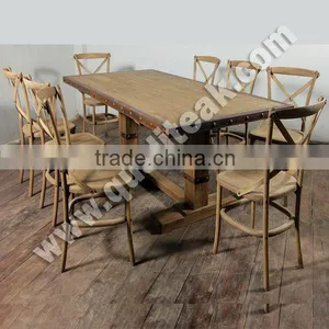 Antique Dining Table Set - Dining Set With Distressed Finish thumbnail-1