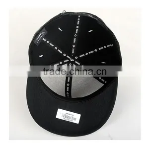 Custom Design Your Own Logo 100% Acrylic Black Caps Snapback Hat thumbnail-4