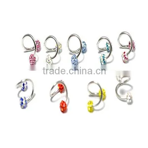 CZ Shine Gems Twist Barbells Ear Stud Earring Nose Lip Nipple Ring NEW thumbnail-1