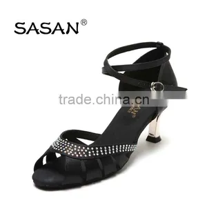 Crystal Satin Latin Dance Shoes Salsa Shoes Open Toe 2.5 Inch Heel Height S-123 thumbnail-1