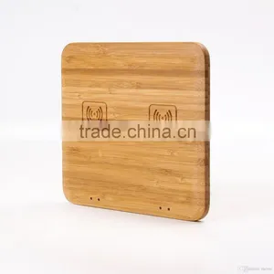 Bamboo Edition Dual Port Qi-standard Wireless Charging Pad With LED Indicators With All Qi-enabled Devices thumbnail-2