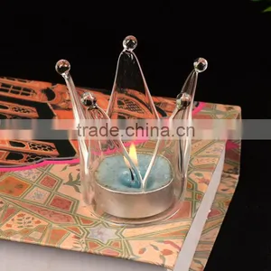 Wholesale New Design and High Quality for Home and Wedding Decorative Crown Glass Candle Holder thumbnail-2