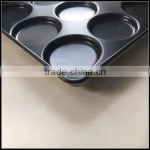 High Quality 15 Grooves Aluminum Alloy Hamburger Teflon Coated Baking Tray Round Brea Baking Tray thumbnail-5