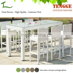 YH-8198 Outdoor Bar Table and Chair UV Resistant Outdoor White Wicker Bar Chair thumbnail-1