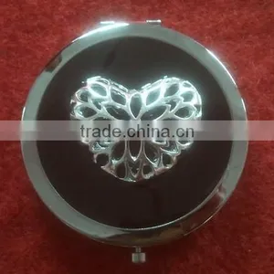 Decorative Black Compact Mirror With Metal Heart Decor thumbnail-1