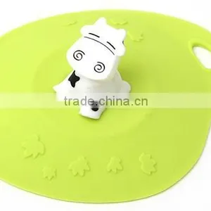 Universal Flexible Funny Cow Animal Design Silicone Cup Lid thumbnail-1