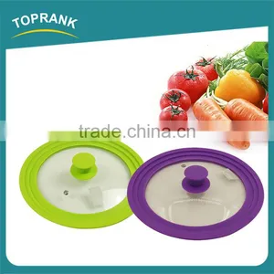 Custom Size Color Kitchen Cooking Lids Universal Silicone Edge Glass Pot Lid thumbnail-2