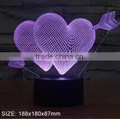 Heart Shape USB Charging 3D Optical Illusion Night Light thumbnail-1