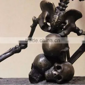 Antique Bronze Skeleton Sculpture Resin Soldier Warrior Statues thumbnail-4