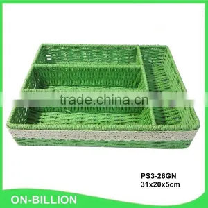 Decorative Handwoven Divided Paper Rope Tableware Basket thumbnail-2