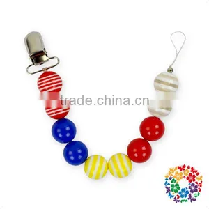 Hot Sale Newborn Toddler Baby Resin Candy Colors Beads Metal Pacifier Clips thumbnail-3