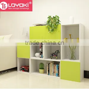 Home Furniture New Design Assembly Wood Wall Shelf for Living Room Colorful MDF Wooden Storage Cabinet thumbnail-1