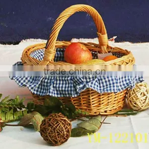 Round Wicker Fruit Basket With Handle thumbnail-1