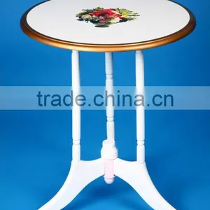 Factory Supply Wooden White Coffee Table With Golden Edge thumbnail-1