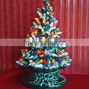 Bulb Lights up Painting Ceramic Christmas Tree Light thumbnail-1