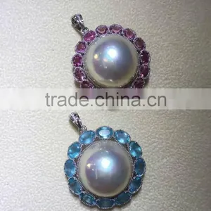 20-21mm Seawater Mabe Pearl Earring thumbnail-3