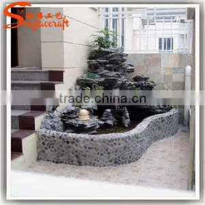 Latest Design Fiberglass Rock Waterfall Artificial Rock Waterfall for Garden and Home Decor Made in China thumbnail-1