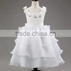 Retail Girl Lace Dress Ruffle Layers Little Girl Princess Party Dress Rose Collar Baby Girls Gauze Evening Dresses Christening thumbnail-2
