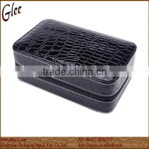 Zipper Closure 2 Slots Leather Watch Box thumbnail-2