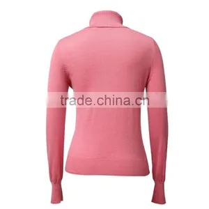 Long Sleeve Pink Cashmere Sweater for Women thumbnail-2
