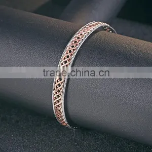 Fashion Design 925 Sterling Silver Knit Bangle Bracelets thumbnail-1
