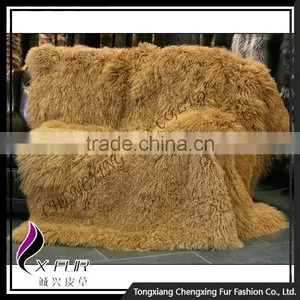 CX-D-23D Home Customize Design Genuine Mongolian Lamb Fur Blanket thumbnail-2