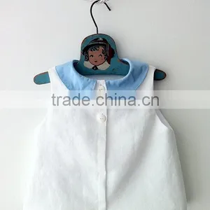 Wholesale Custom New Cute Baby Girl Clothes White Top and Blue Little Shorts thumbnail-3