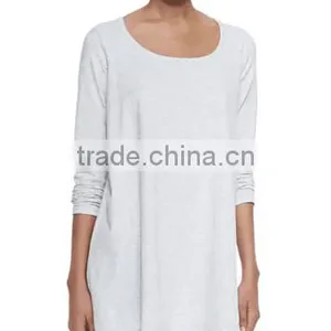 Scoop Neckline Longline Women's Tees/Hem Falls to Upper Thigh Loose Fit t Shirt for Ladies thumbnail-4