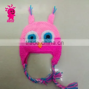 2015 Hot Sale Owl Baby Hot Pink Wool Hats, Color Matching Hats thumbnail-1