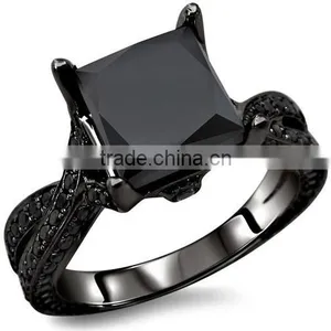 Original Design Modest Luxury Micro Paved Big Square Diamond Black Ring for Men thumbnail-1